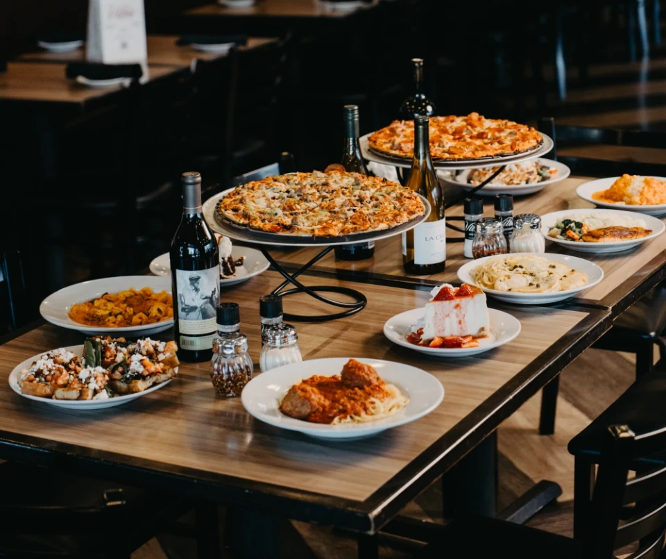 Pizza, pasta and desserts served family-style at Vito's