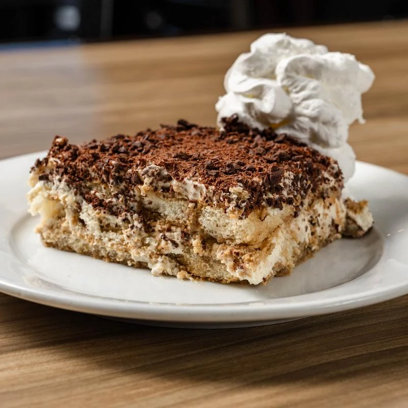 Tiramisu with whipped cream